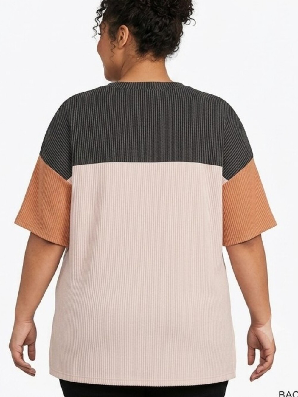 NWOT Oversized Colorblock Ribbed Top - Picture 2 of 5